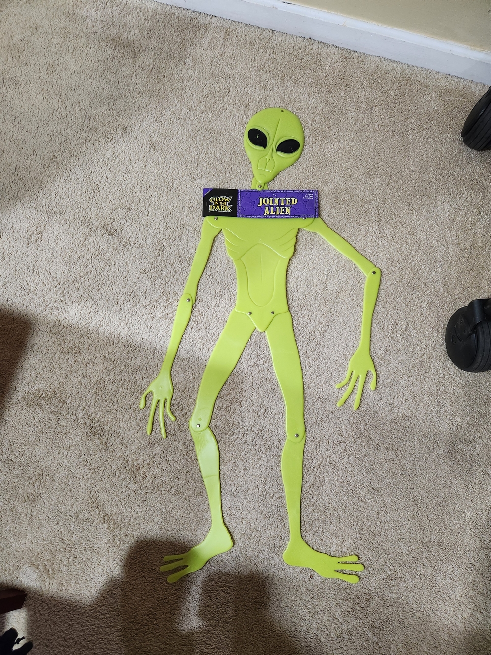 Vintage Glow in the Dark Jointed Alien Kids Costume Prop - Green